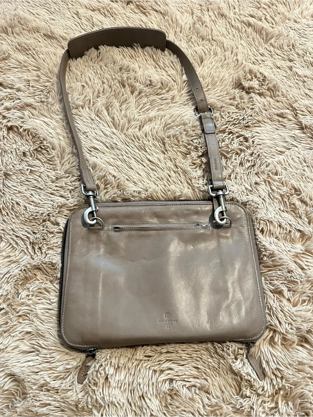 This is Ground Leather Tablet Organizer Case in Grey